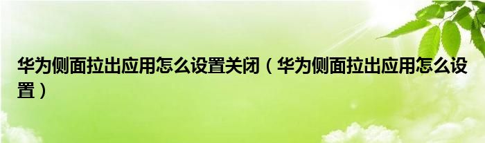 华为侧面拉出应用怎么设置关闭（华为侧面拉出应用怎么设置）