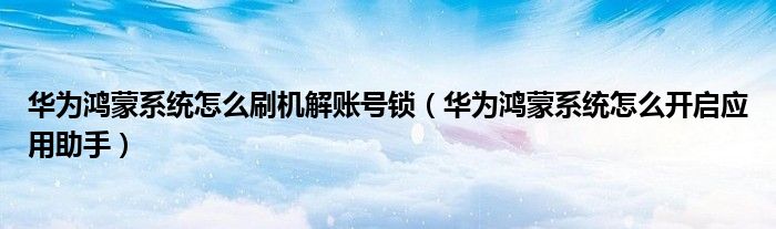 华为鸿蒙系统怎么刷机解账号锁（华为鸿蒙系统怎么开启应用助手）