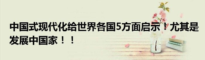 中国式现代化给世界各国5方面启示！尤其是发展中国家！！