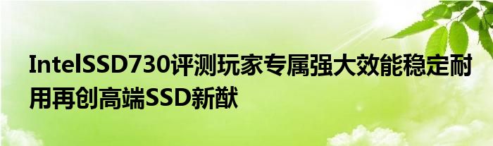 IntelSSD730评测玩家专属强大效能稳定耐用再创高端SSD新猷