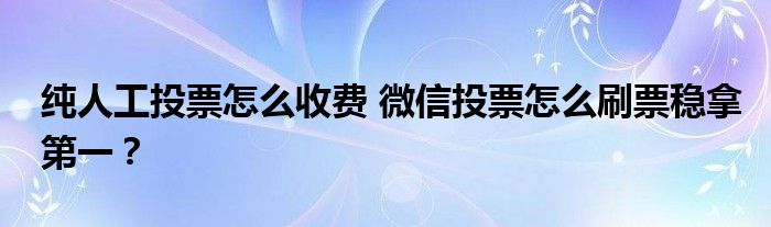 纯人工投票怎么收费 微信投票怎么刷票稳拿第一？