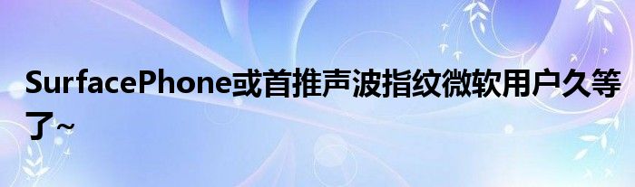 SurfacePhone或首推声波指纹微软用户久等了~