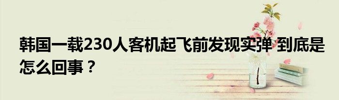 韩国一载230人客机起飞前发现实弹 到底是怎么回事？