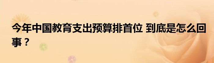 今年中国教育支出预算排首位 到底是怎么回事？