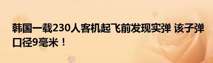 韩国一载230人客机起飞前发现实弹 该子弹口径9毫米！