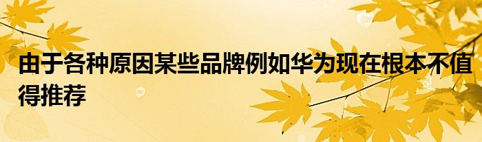 由于各种原因某些品牌例如华为现在根本不值得推荐