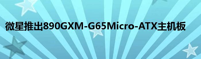 微星推出890GXM