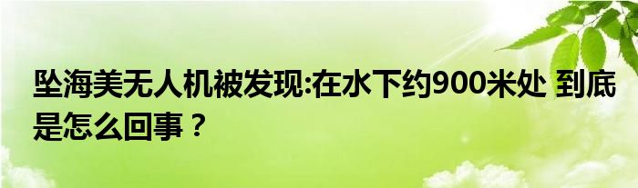 坠海美无人机被发现:在水下约900米处 到底是怎么回事？