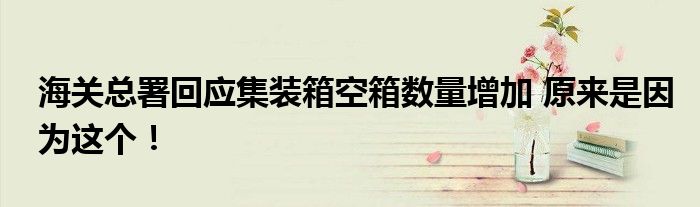 海关总署回应集装箱空箱数量增加 原来是因为这个！