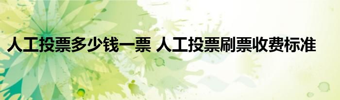 人工投票多少钱一票 人工投票刷票收费标准