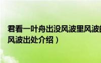 君看一叶舟出没风波里风波的意思（君看一叶舟出没风波里风波出处介绍）