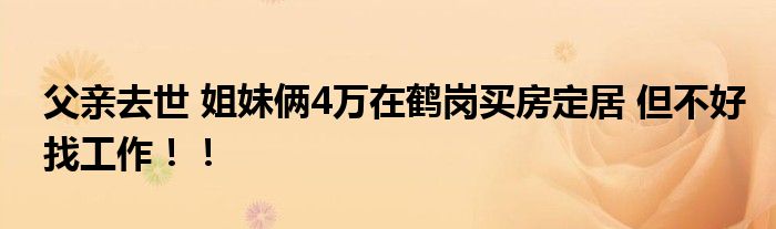 父亲去世 姐妹俩4万在鹤岗买房定居 但不好找工作！！