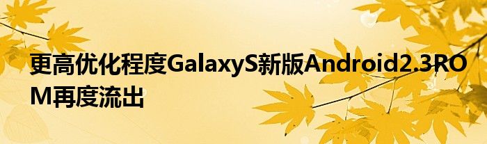 更高优化程度GalaxyS新版Android2.3ROM再度流出