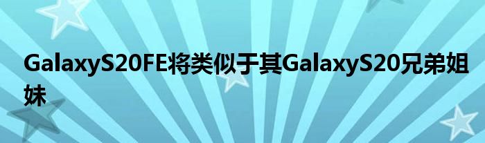 GalaxyS20FE将类似于其GalaxyS20兄弟姐妹
