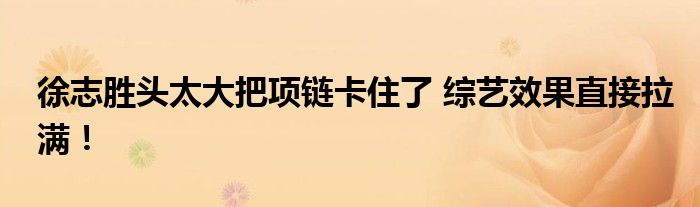 徐志胜头太大把项链卡住了 综艺效果直接拉满！