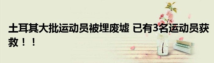 土耳其大批运动员被埋废墟 已有3名运动员获救！！