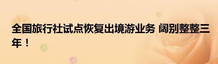 全国旅行社试点恢复出境游业务 阔别整整三年！