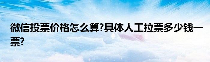 微信投票价格怎么算?具体人工拉票多少钱一票?