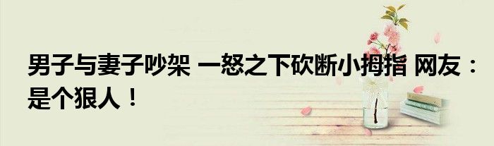男子与妻子吵架 一怒之下砍断小拇指 网友：是个狠人！