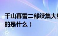 千山暮雪二部续集大结局（电视剧千山暮雪讲的是什么）