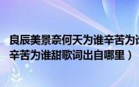 良辰美景奈何天为谁辛苦为谁甜歌词（良辰美景奈何天 为谁辛苦为谁甜歌词出自哪里）