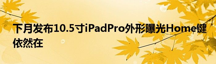 下月发布10.5寸iPadPro外形曝光Home键依然在