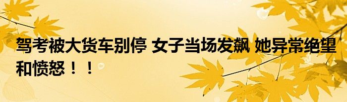 驾考被大货车别停 女子当场发飙 她异常绝望和愤怒！！