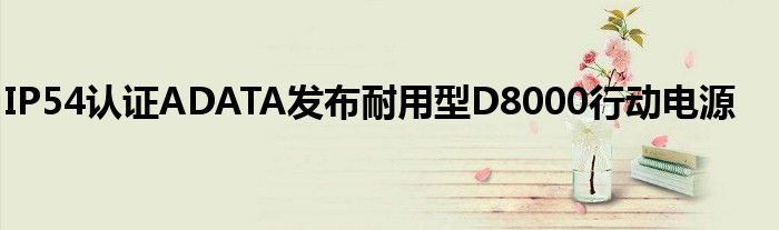 IP54认证ADATA发布耐用型D8000行动电源