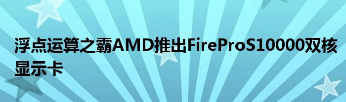 浮点运算之霸AMD推出FireProS10000双核显示卡
