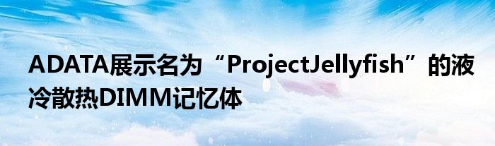 ADATA展示名为“ProjectJellyfish”的液冷散热DIMM记忆体