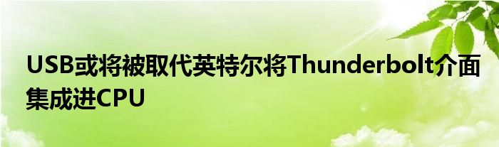 USB或将被取代英特尔将Thunderbolt介面集成进CPU