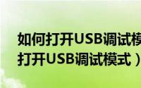 如何打开USB调试模式（安卓手机系统怎样打开USB调试模式）