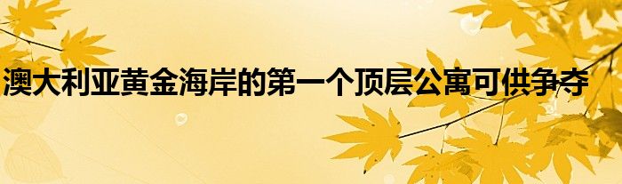 澳大利亚黄金海岸的第一个顶层公寓可供争夺