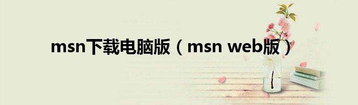 msn下载电脑版（msn web版）