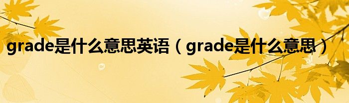 grade是什么意思英语（grade是什么意思）