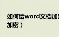 如何给word文档加密码（如何给word文档加密）