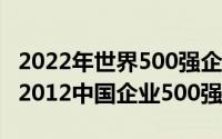 2022年世界500强企业排行榜中国企业名单（2012中国企业500强）