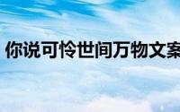 你说可怜世间万物文案（你说可怜世间万物）
