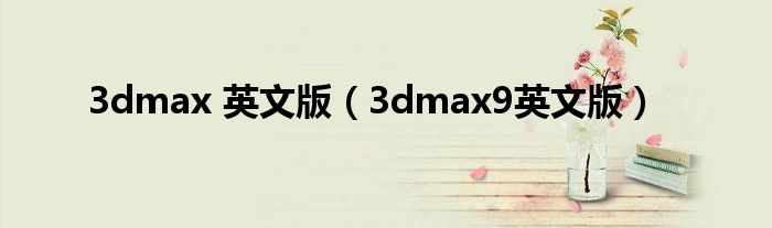 3dmax 英文版（3dmax9英文版）
