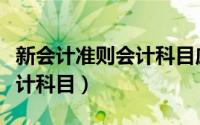 新会计准则会计科目应用指南（新会计准则会计科目）