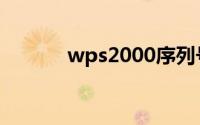 wps2000序列号（wps2000）