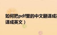 如何把pdf里的中文翻译成英文版（如何把pdf里的中文翻译成英文）