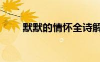 默默的情怀全诗解析（默默的情怀）