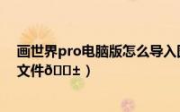 画世界pro电脑版怎么导入图片（画世界Pro在哪导入备份文件