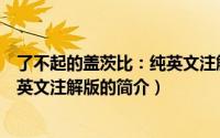了不起的盖茨比：纯英文注解版（关于了不起的盖茨比：纯英文注解版的简介）