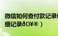 微信如何查付款记录明细（微信怎么查交易明细记录