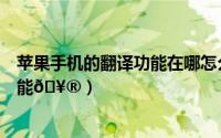 苹果手机的翻译功能在哪怎么找到（抖音在哪找到听抖音功能