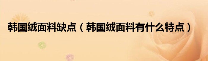 韩国绒面料缺点（韩国绒面料有什么特点）