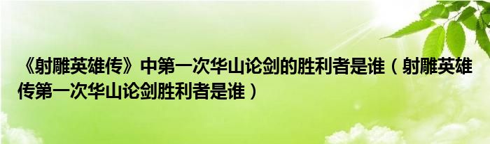 《射雕英雄传》中第一次华山论剑的胜利者是谁（射雕英雄传第一次华山论剑胜利者是谁）