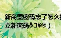 新商盟密码忘了怎么找回密码（新商盟如何设立新密码